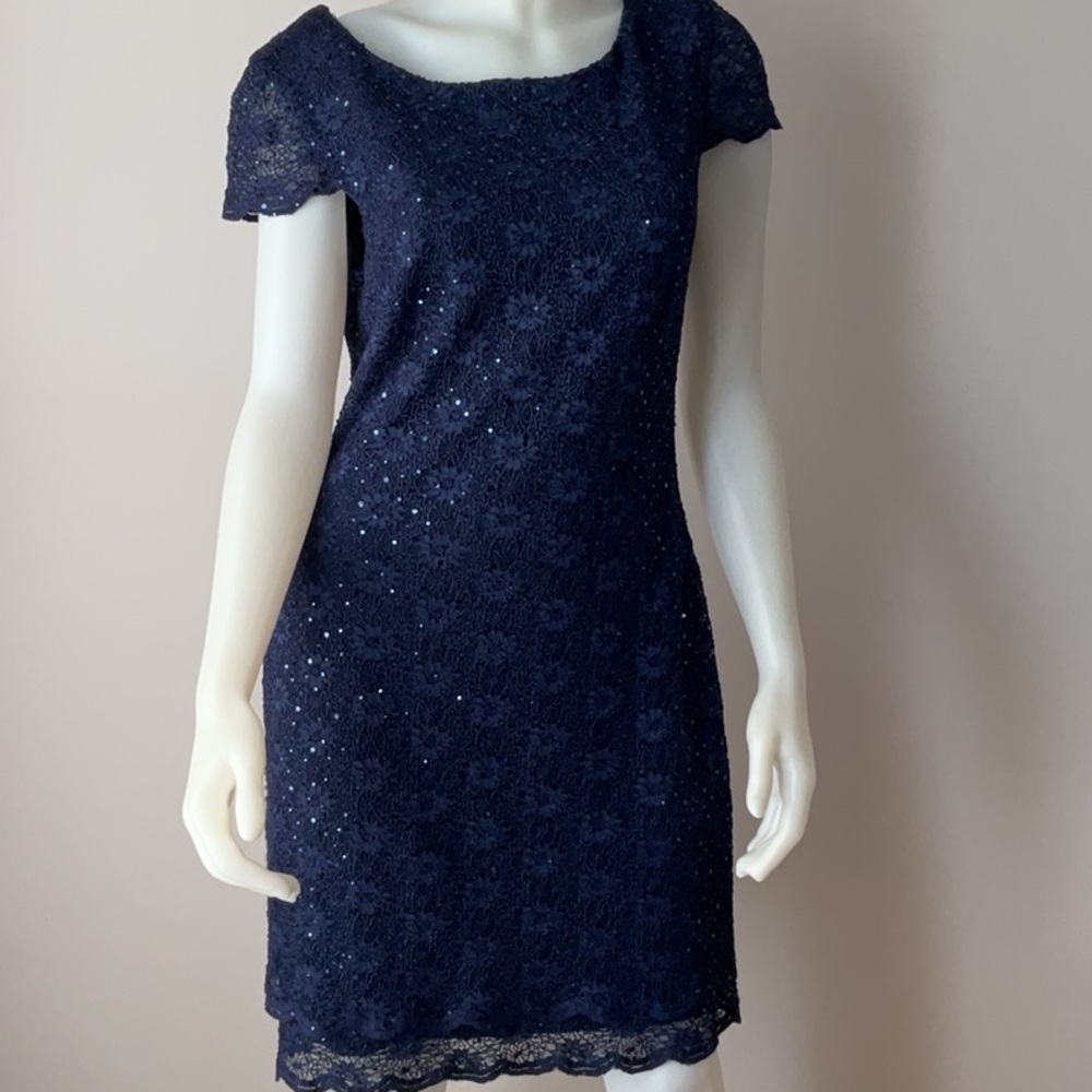 Connected Apparel Lace Sequin Dress - Picture 2 of 11